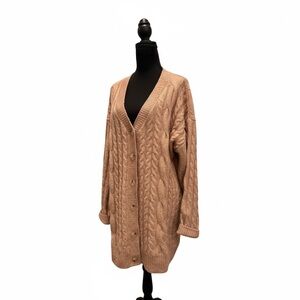 Lush Women's Cable Knit Cardigan - Blush Pink
